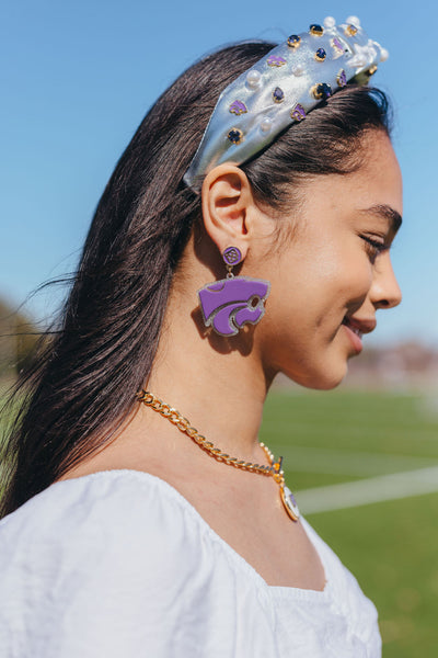 Kansas State Purple Wildcat Earrings