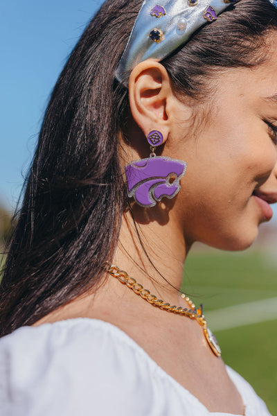 Kansas State Purple Wildcat Earrings