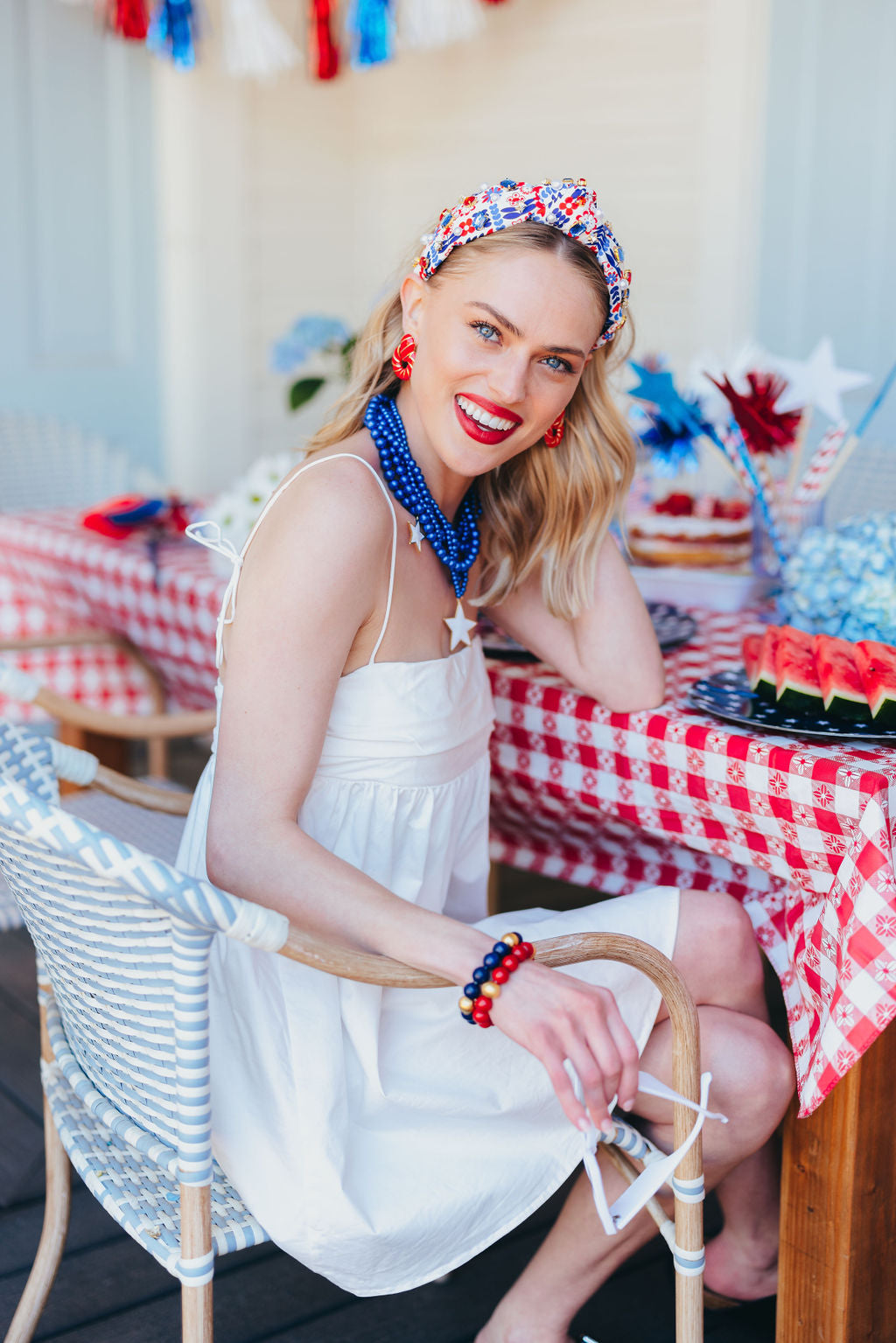 Multi Strand Blue Necklace with Stars