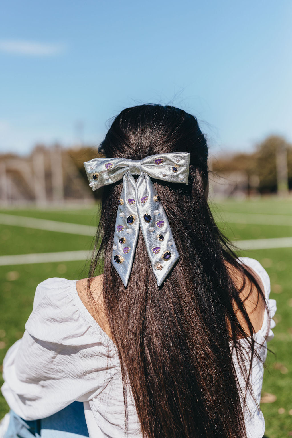 Kansas State Silver Bow Barrette