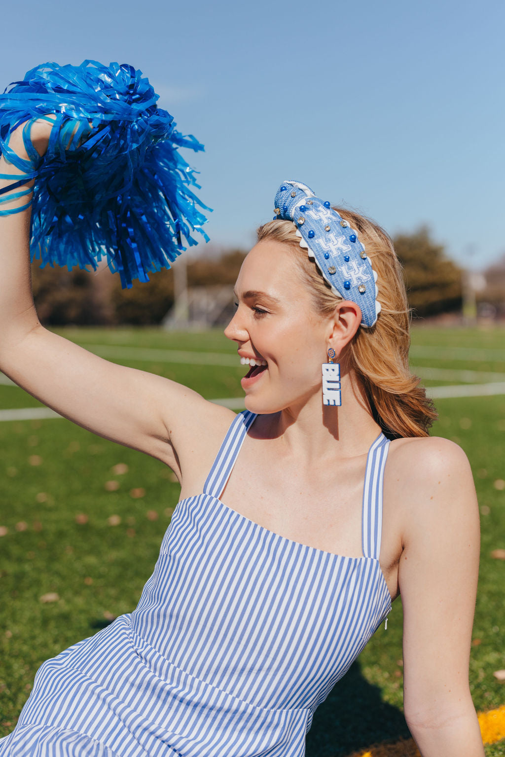 Kentucky White & Blue Glitter BIG BLUE Earrings