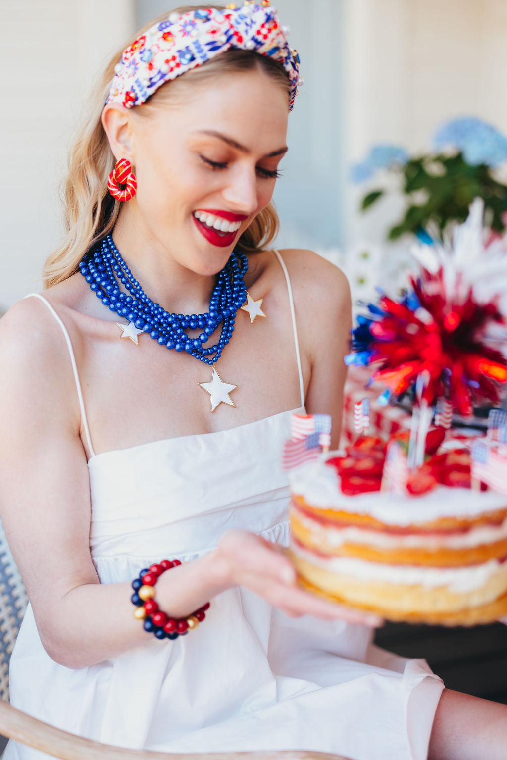 Multi Strand Blue Necklace with Stars