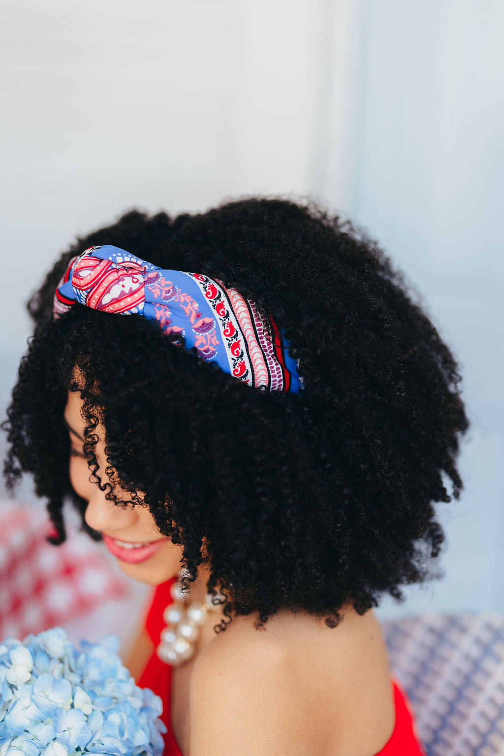 Adult Size Blue Bandana Knotted Headband