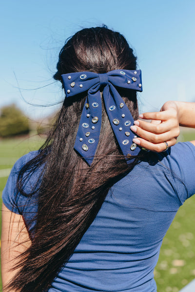 Penn State Navy Bow Barrette