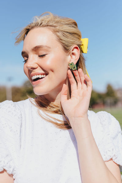 Baylor Gold Glitter and Green Logo Studs