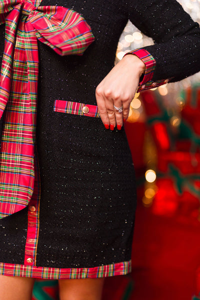 BC Tweed Tartan Bow Dress