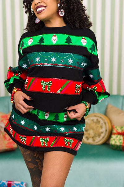 BC Christmas Ribbon Stripe Sweatshirt & Skirt Set