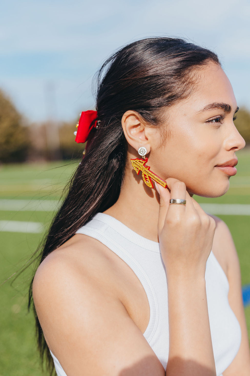 Florida State Gold Glitter Spear Earrings