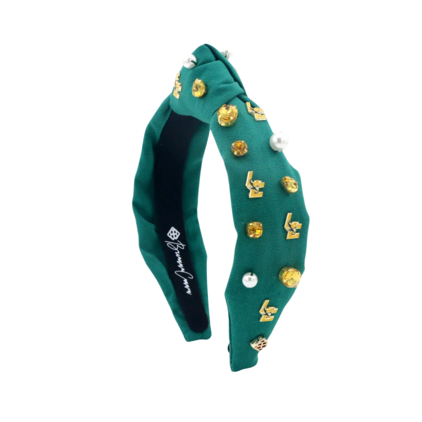 Child Size Green LCA Logo Headband With Pearls and Crystals