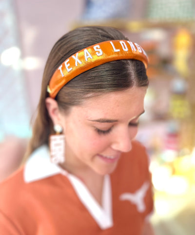 Texas Burnt Orange Thin Embroidered Headband