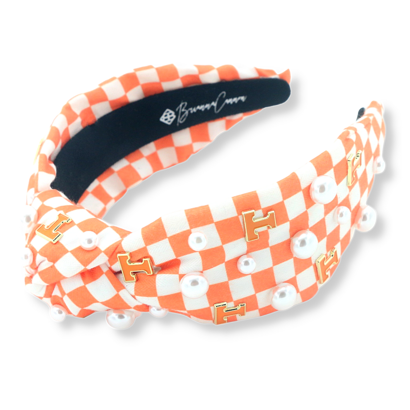 University of Tennessee Orange and White Checkerboard Tennessee Logo Headband