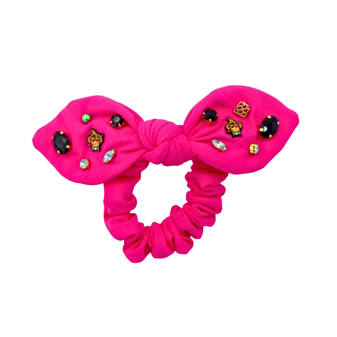 Party Animals Pink Logo Bow Scrunchie