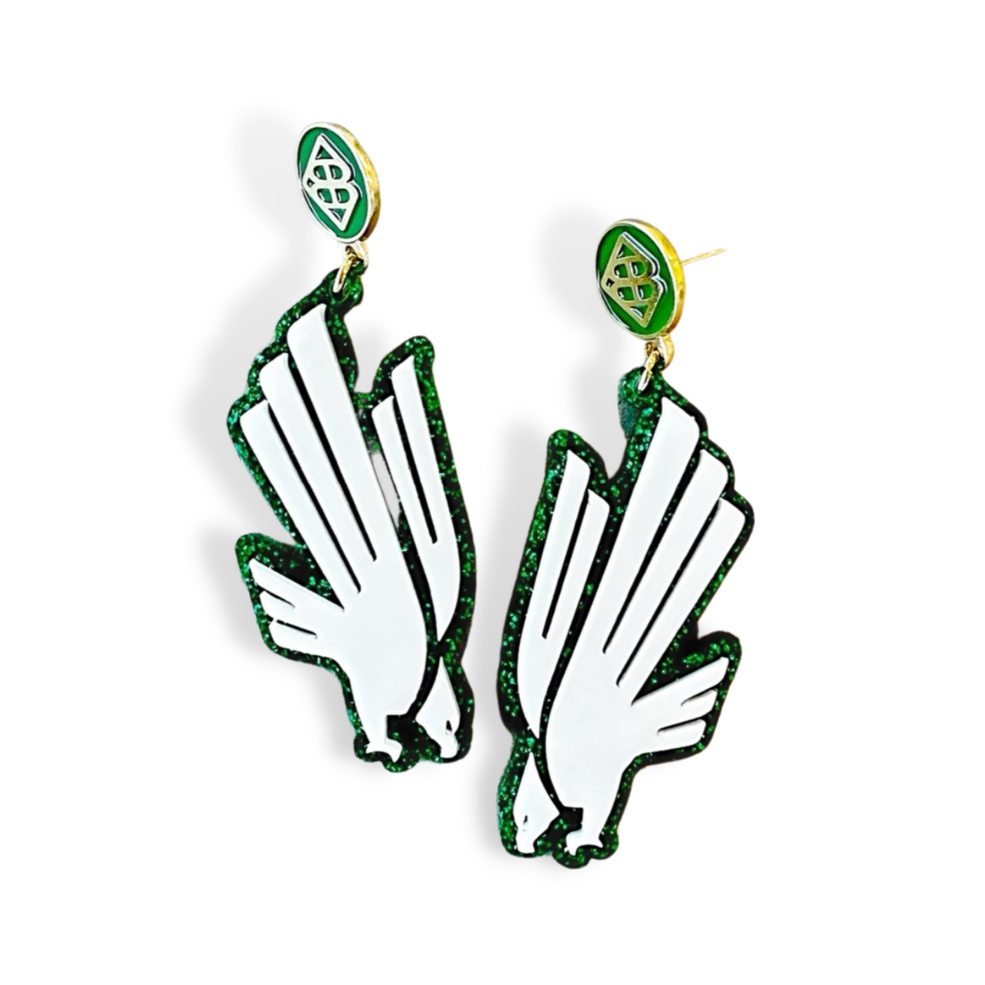 North Texas White Eagle Earrings