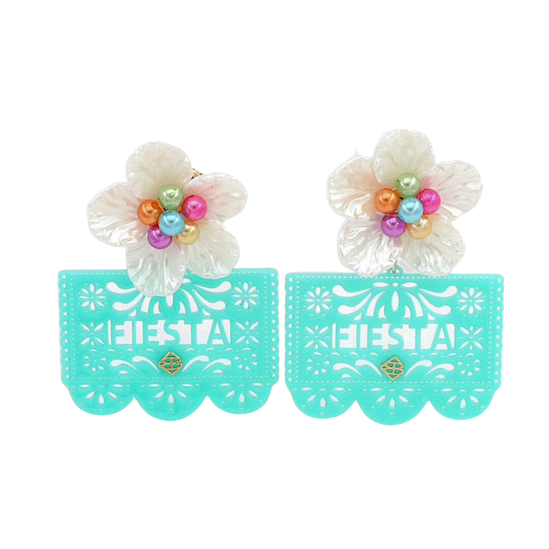 Turquoise Fiesta Papel Picado Earrings