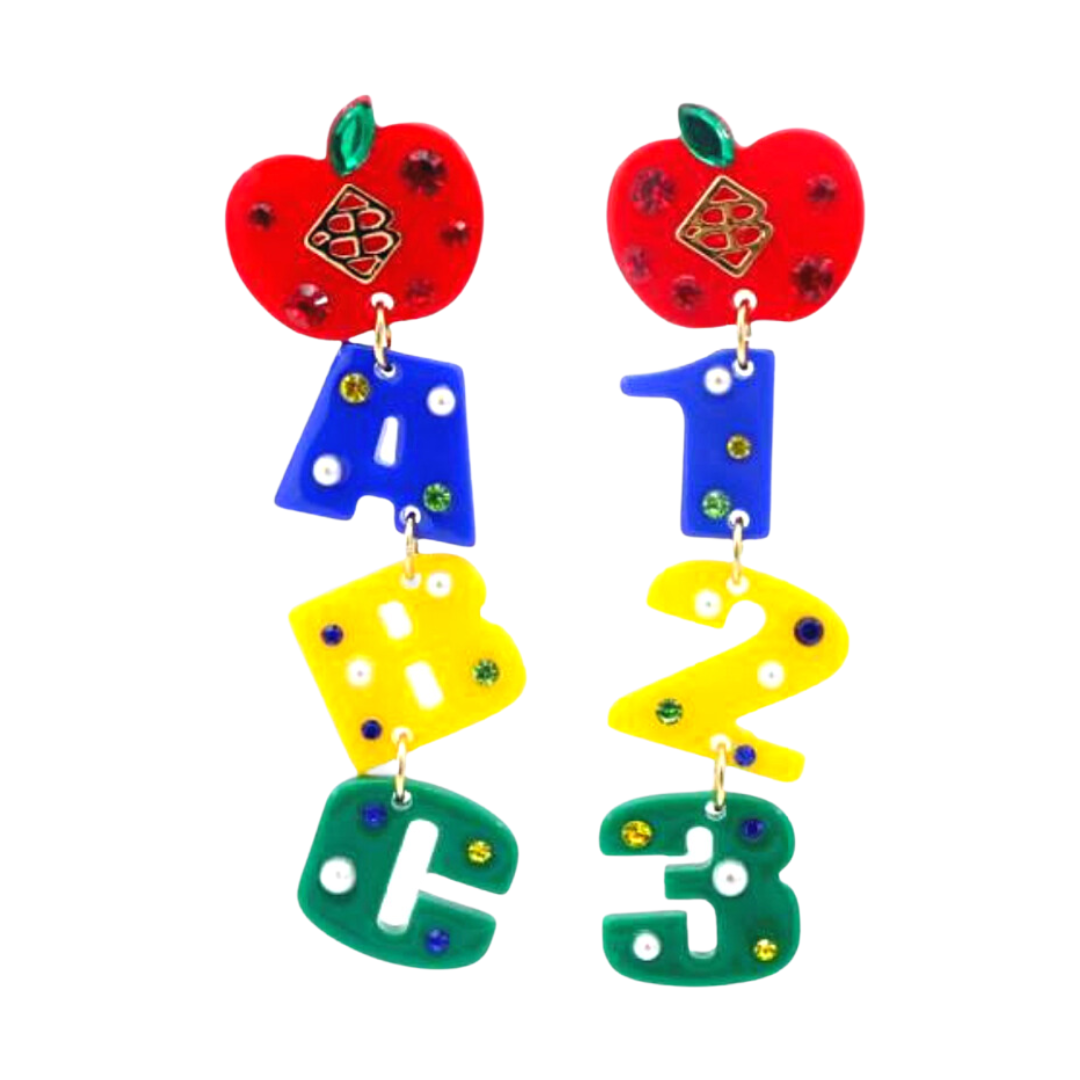 Back to School ABC 123 Earrings