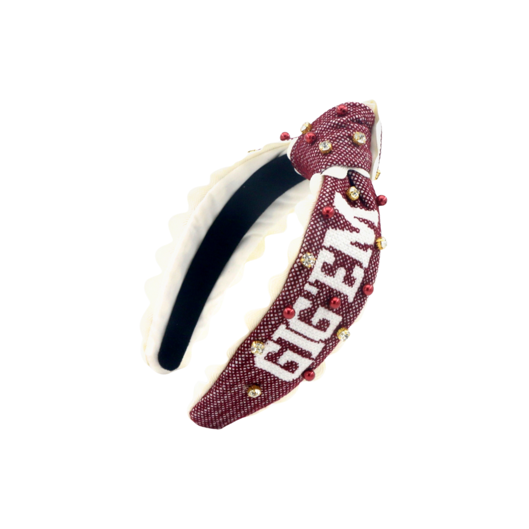 Texas A&M Child Size GIG'EM AGGIES Cross Stitch Headband