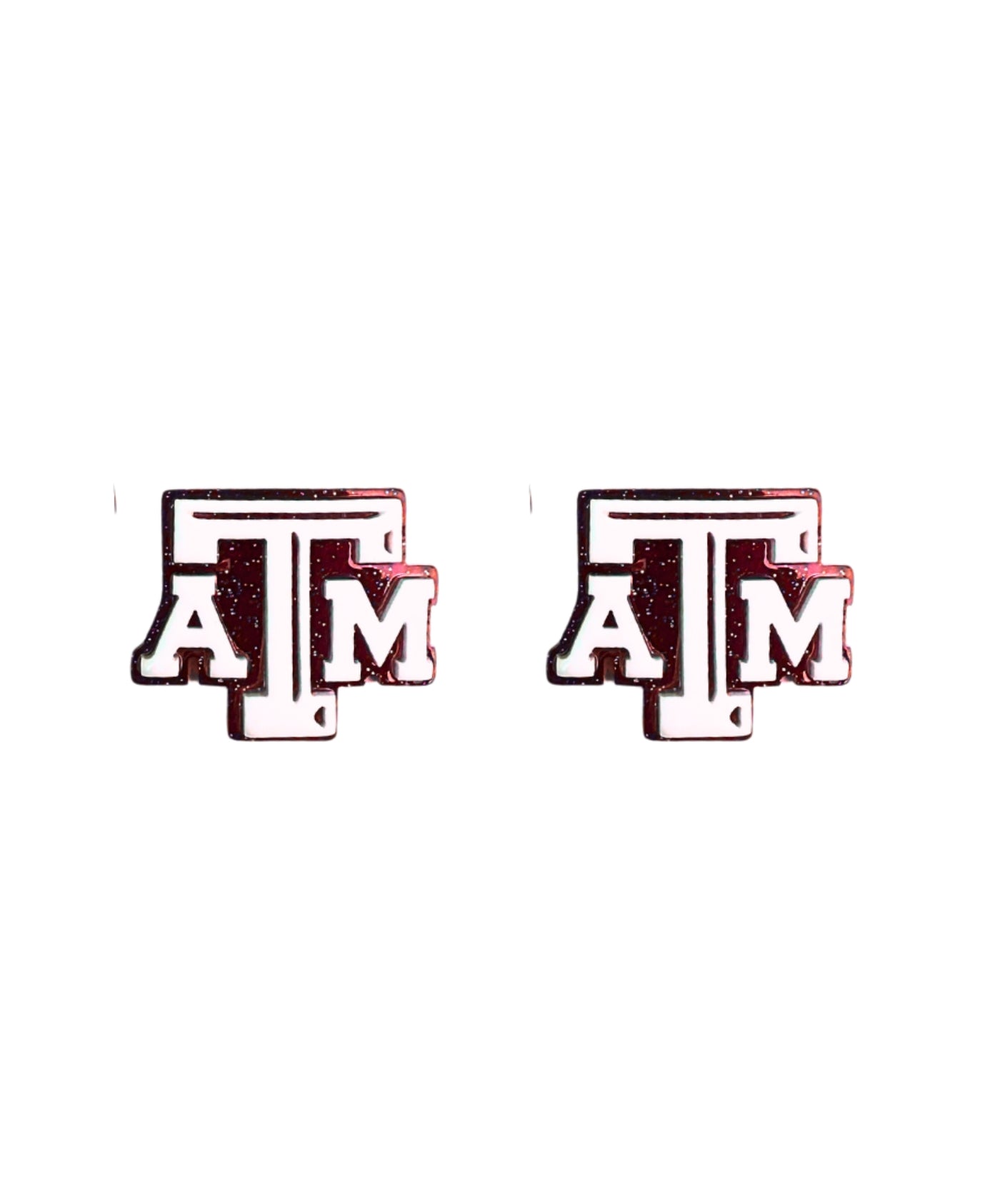 Texas A&M White & Maroon Glitter A&M Logo Studs