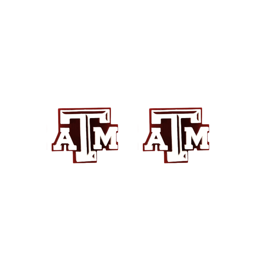 Texas A&M White & Maroon Logo Studs