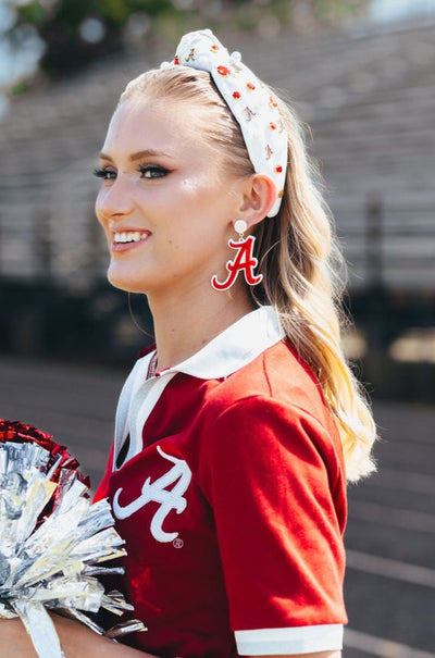 Alabama Crimson & White A Earrings