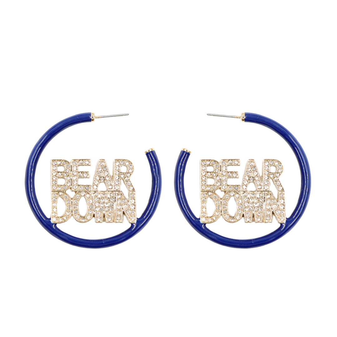 Arizona BEAR DOWN Navy Pavé Hoop Earrings