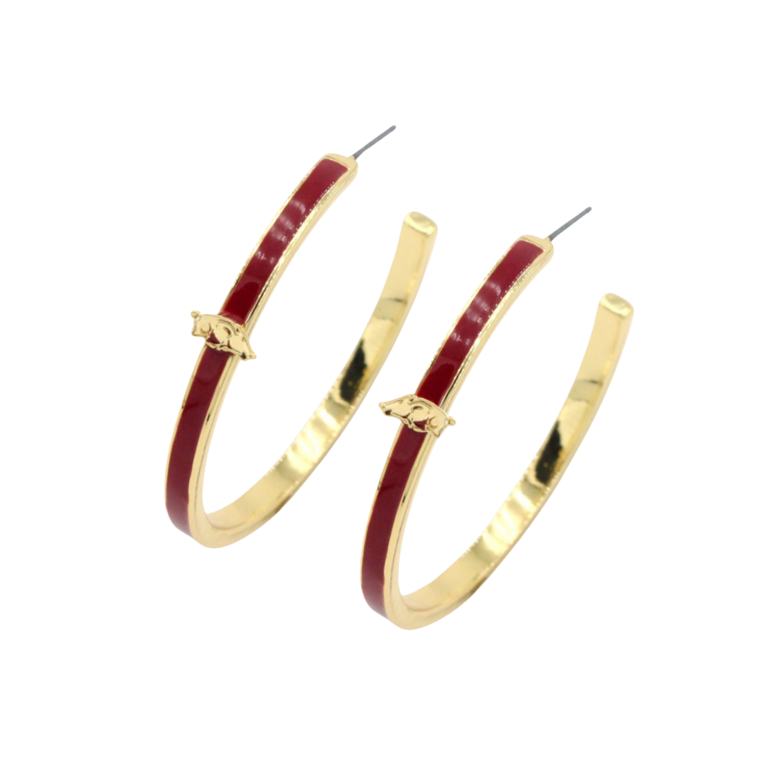 Arkansas Logo Hoop Earrings