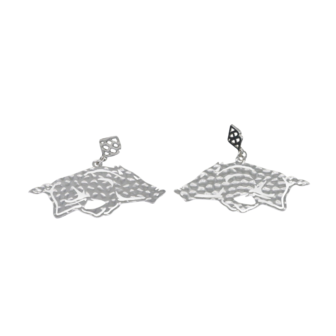 Arkansas Silver Running Razorback Earring with BC Logo