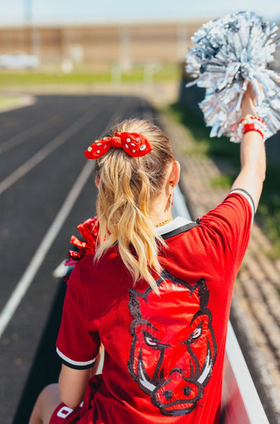 Arkansas Cardinal Red Logo Bow Scrunchie