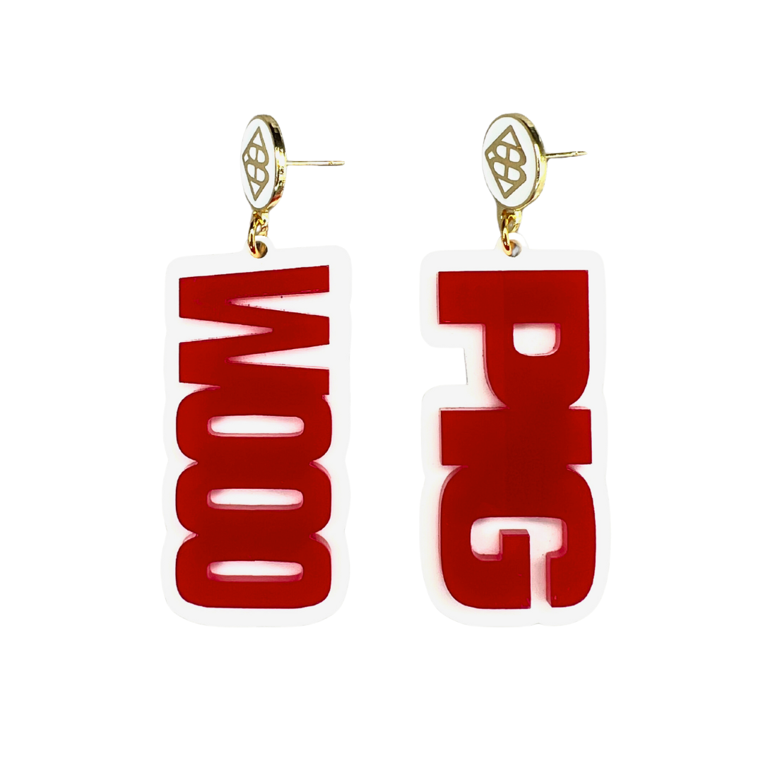 Arkansas Cardinal Red WOOO PIG Earrings