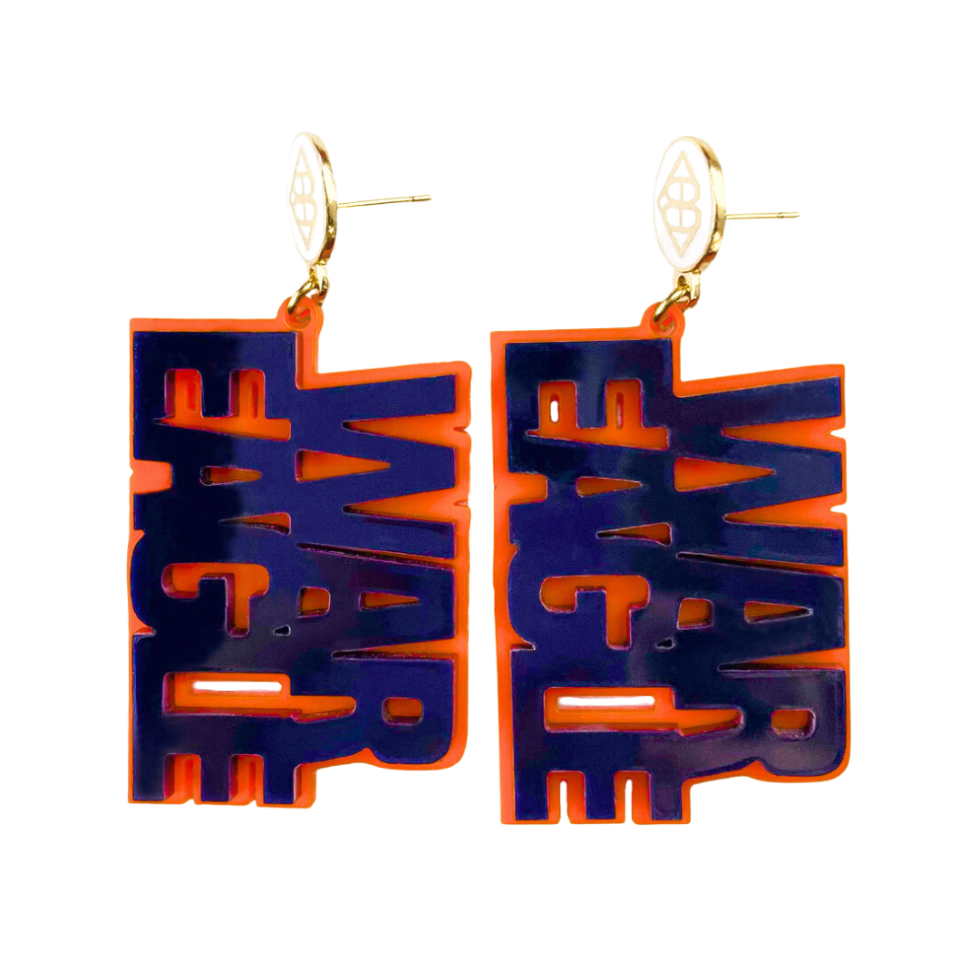 Auburn Navy & Orange WAR EAGLE Earrings