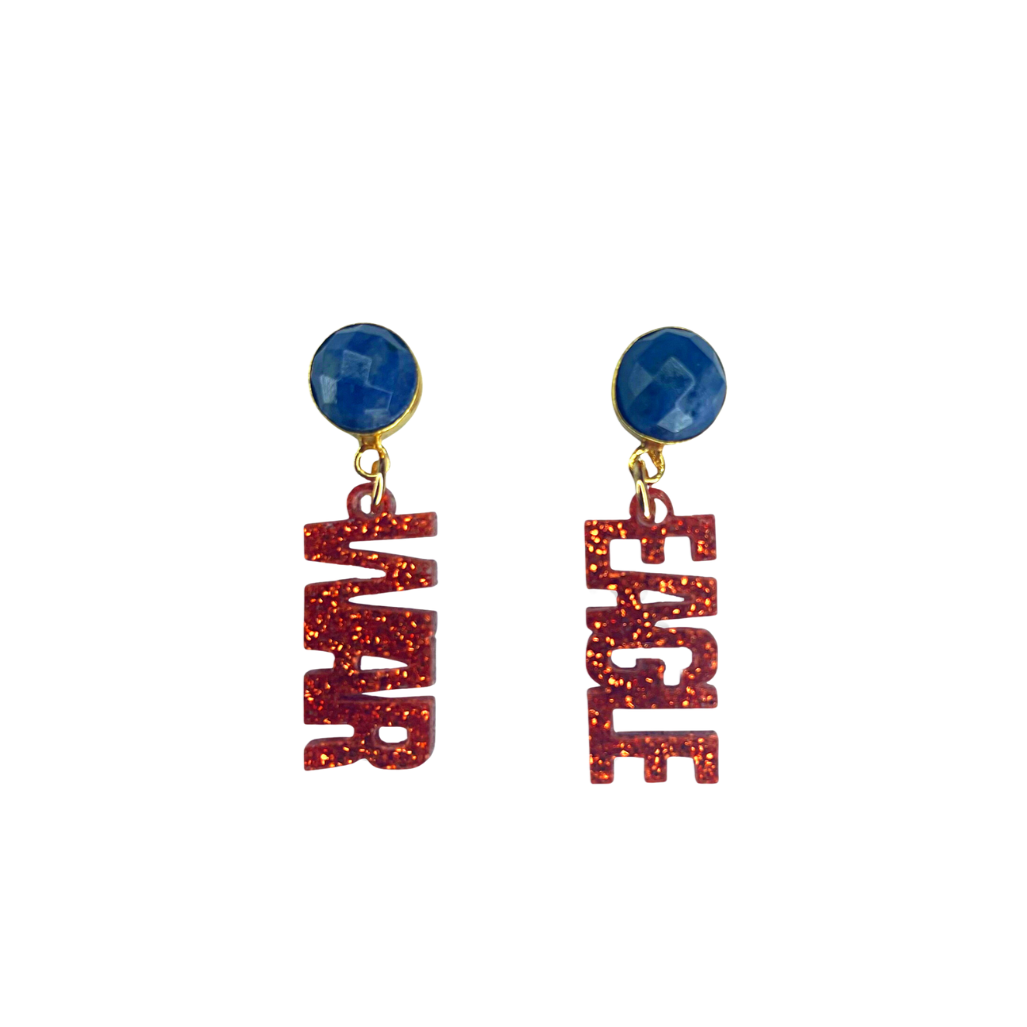 Auburn Mini Orange Glitter WAR EAGLE Earrings