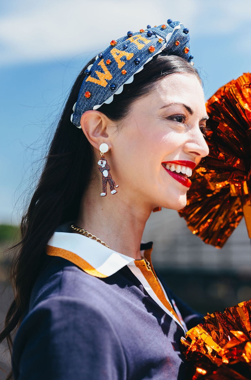 Auburn Orange Glitter Aubie Earrings