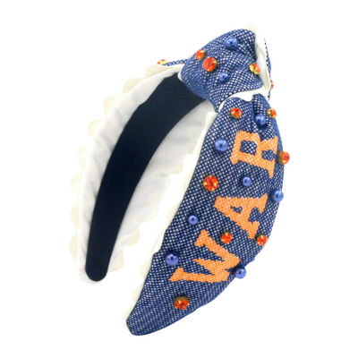 Auburn Adult Size WAR EAGLE Cross Stitch Headband