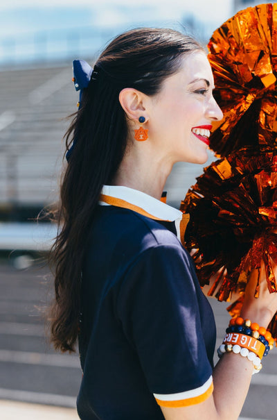 Auburn Mini Orange Glitter AU Logo Earrings