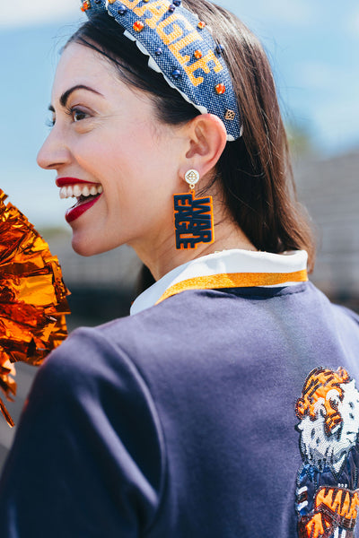 Auburn Navy & Orange WAR EAGLE Earrings