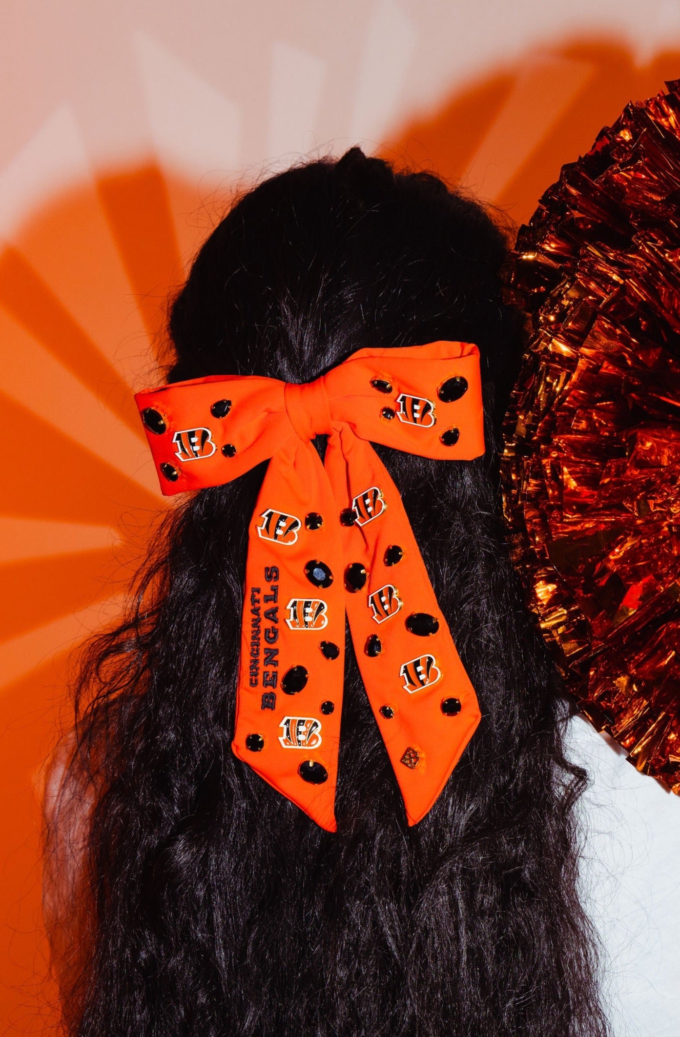 Cincinnati Bengals Orange Bow Barrette