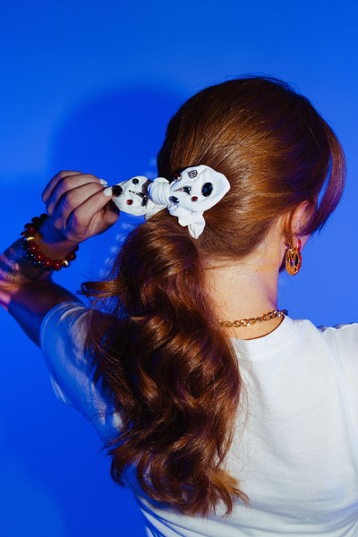 New England Patriots White Logo Bow Scrunchie