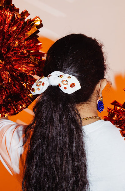 Chicago Bears White Logo Bow Scrunchie