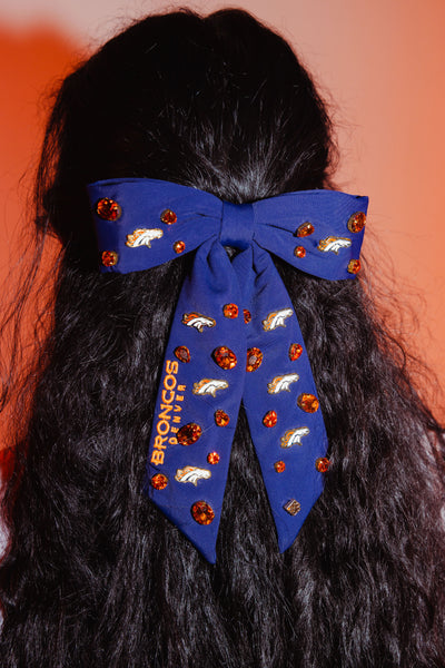 Denver Broncos Navy Bow Barrette