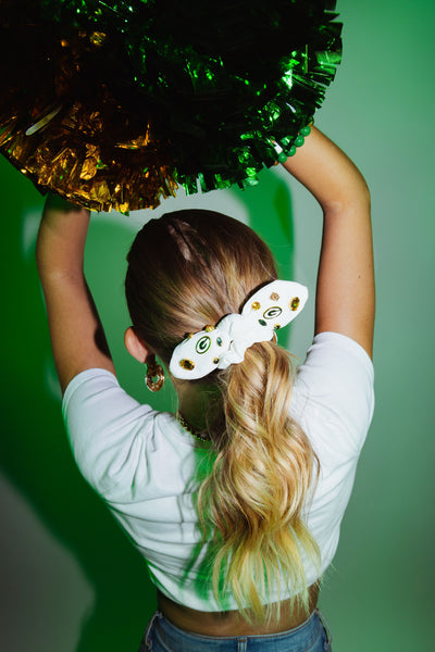 Green Bay Packers White Logo Bow Scrunchie