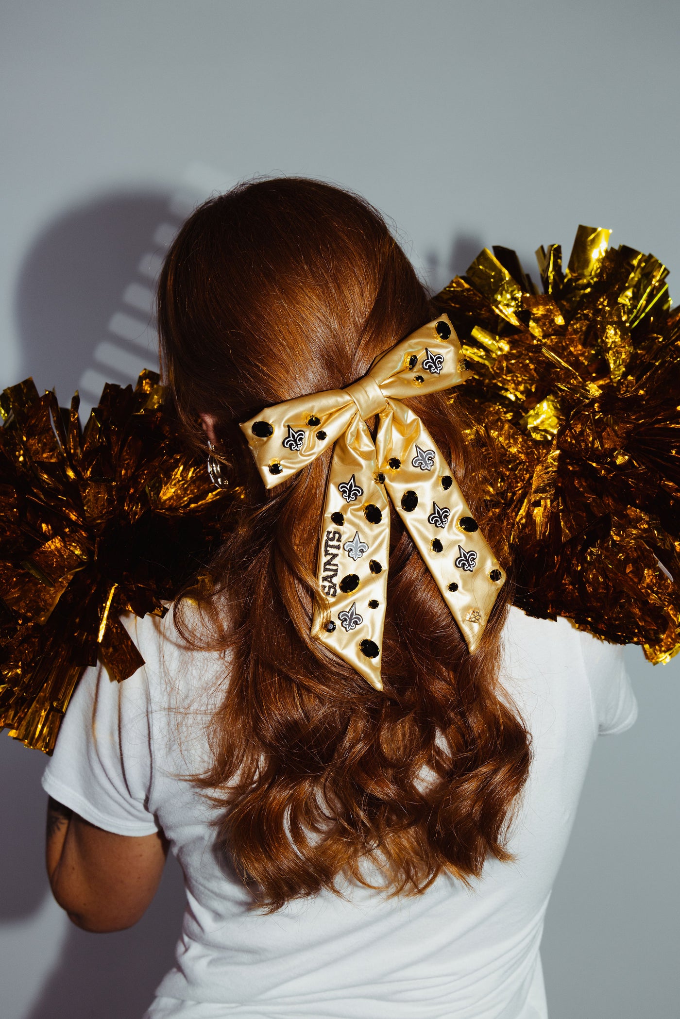 New Orleans Saints Gold Bow Barrette