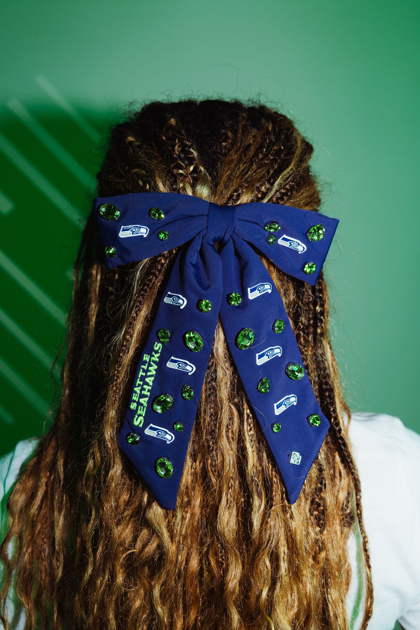 Seattle Seahawks Blue Bow Barrette