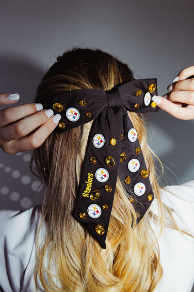 Pittsburgh Steelers Black Bow Barrette