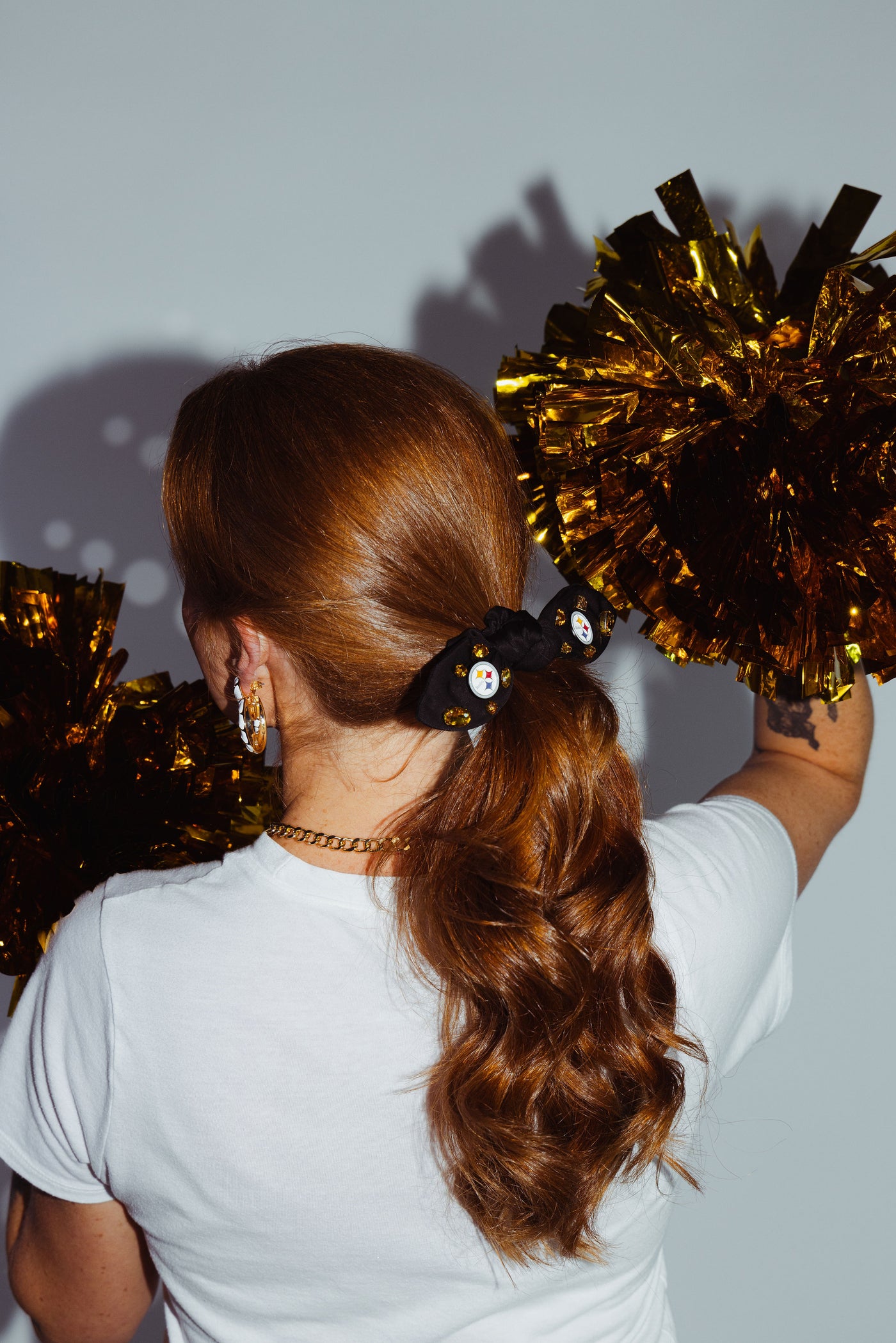 Pittsburgh Steelers Black Logo Bow Scrunchie