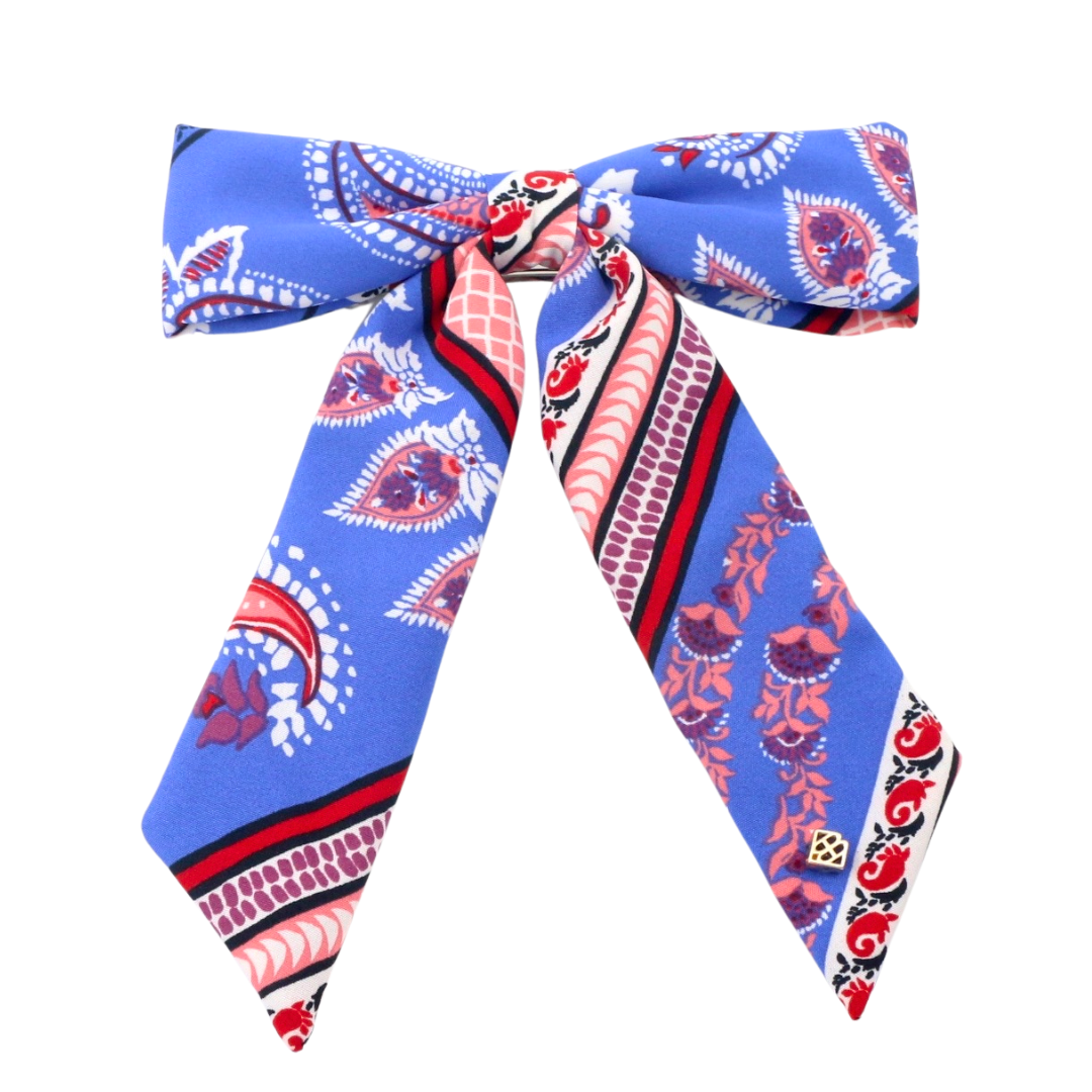 Blue Bandana Bow Barrette