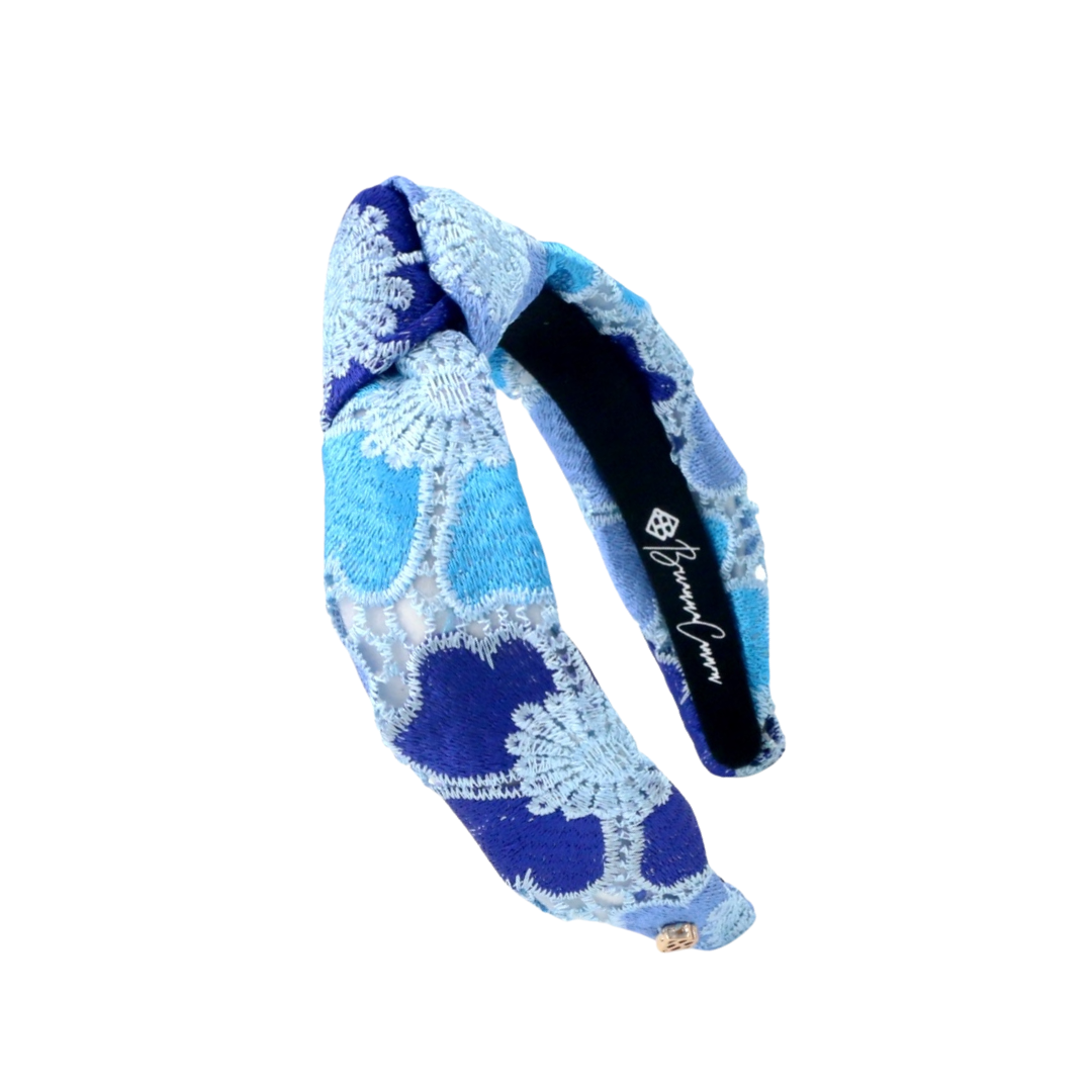 Child Size Blue Mosaic Lace Flowers Headband