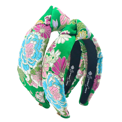 Child Size Kelly Green Floral Silk Headband