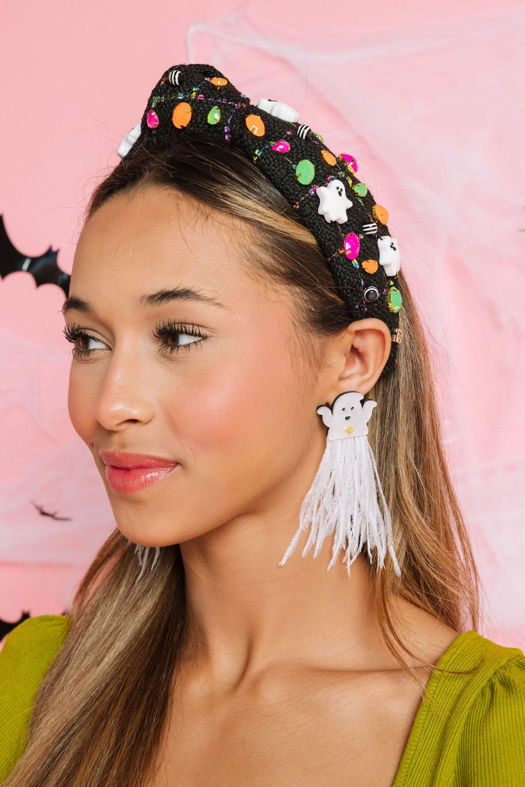 Friendly Ghost Feather Earrings