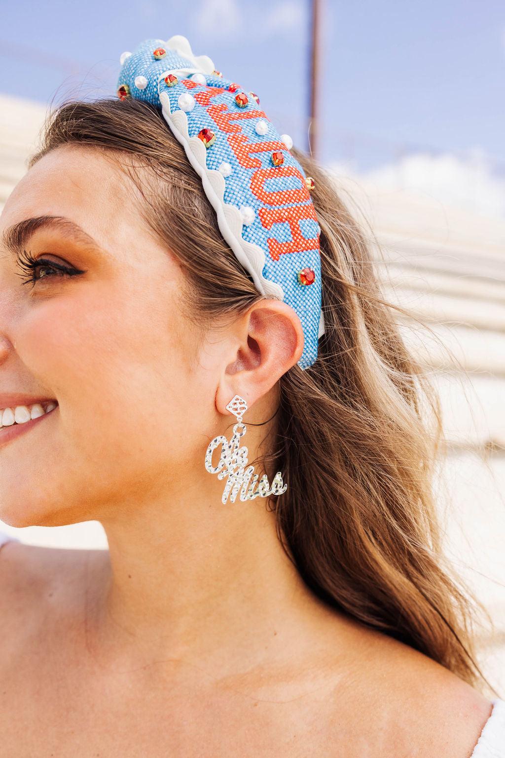 Ole Miss Silver Logo Earring with BC Logo