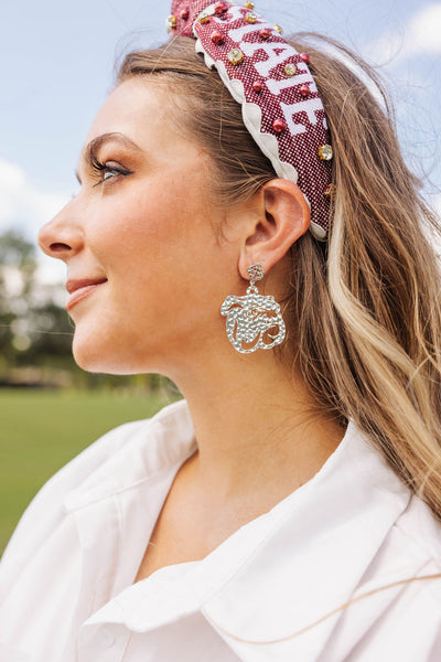 Mississippi State Silver Logo Earring with BC Logo