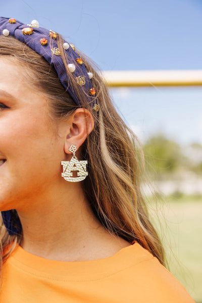 Auburn Silver Logo Earring with BC Logo